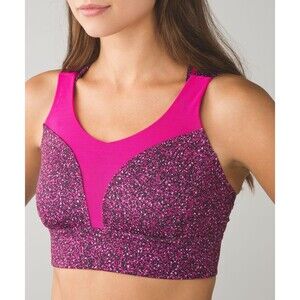 Lululemon Oxygen Sports Bra Magenta Pink Sz 6 30-32 Adjustable Medium Support